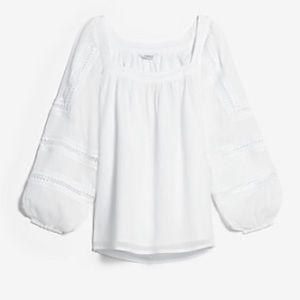 Express square neck lace sleeve embroidered XL top